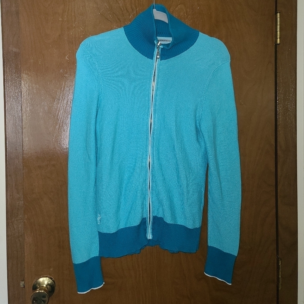 Ashworth full zip sweater size m Blue